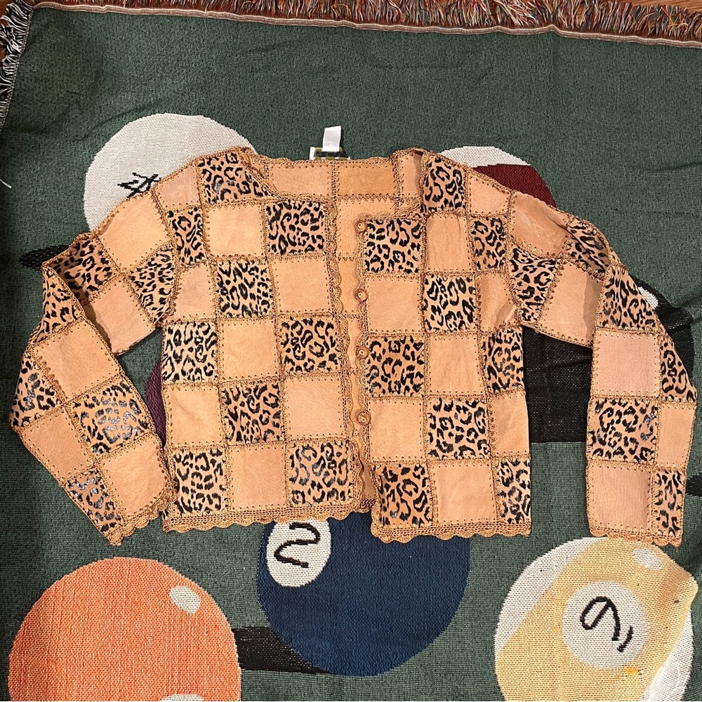 Leather Patchwork Cardigan/Jacket - image 2